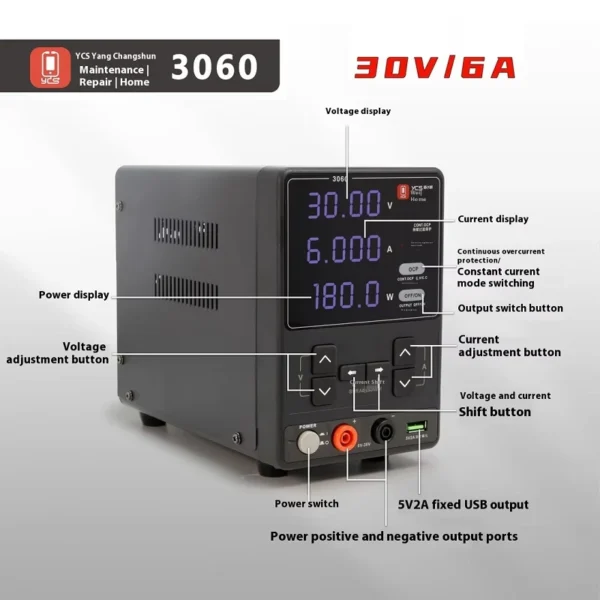 YCS 3060 DC Power Supply 30V 6A High Power Supply For Mobile Phones Repairing - Image 3